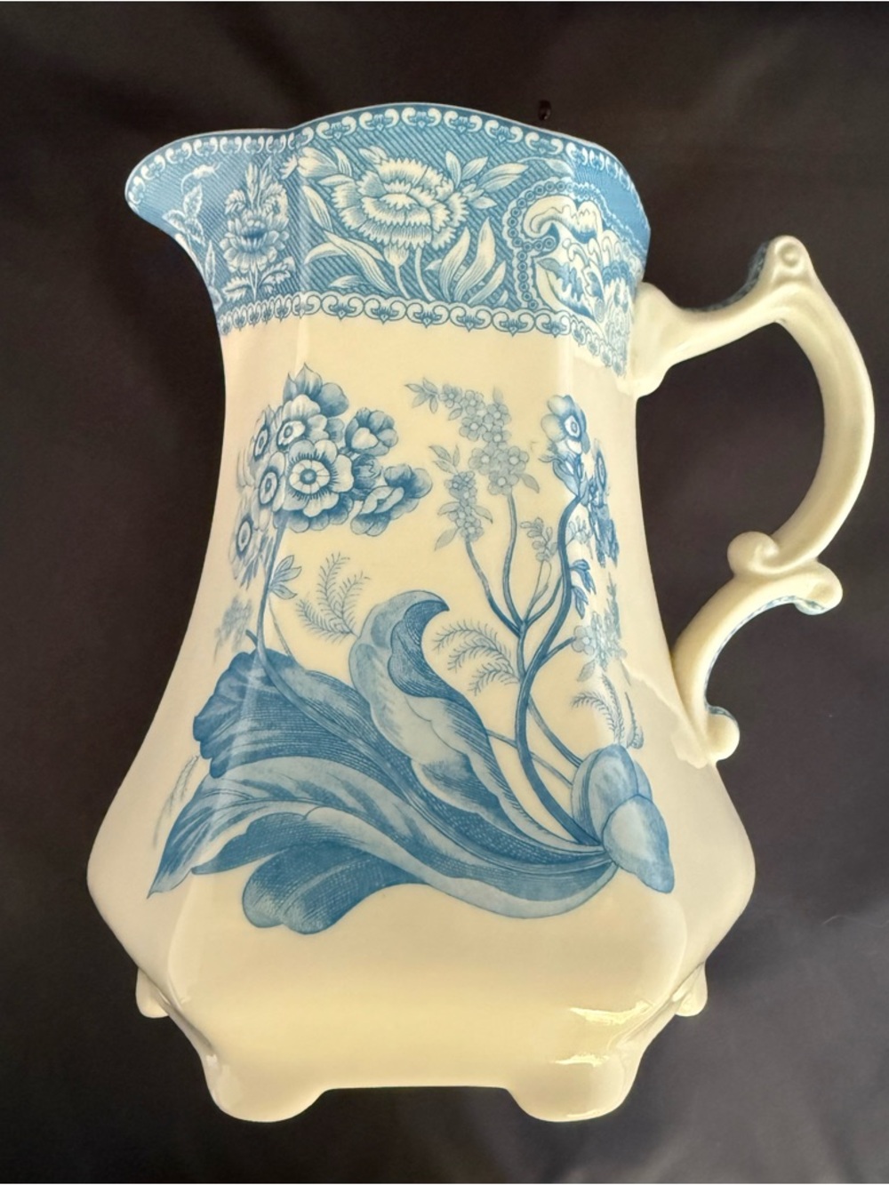 Godinger Blue Ellana Antique Reflections Blue Transferware Pitcher